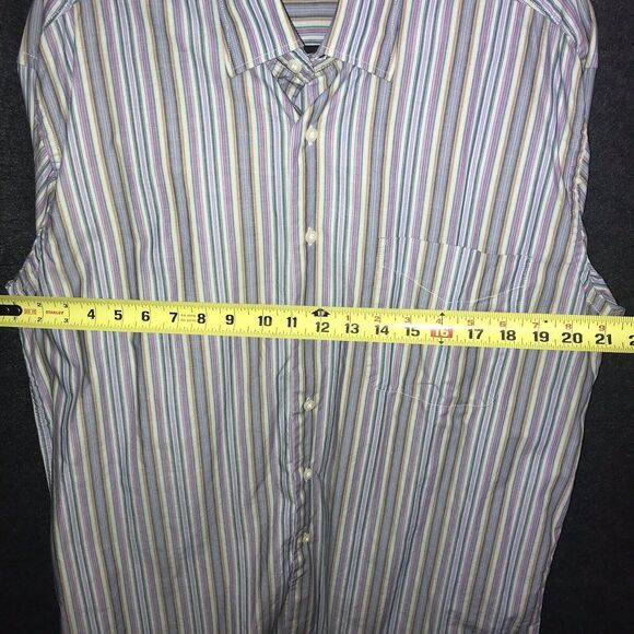 Alan Flusser Shirt Mens Medium Multicolor Striped Button Down‎ Collared Casual - Picture 7 of 9